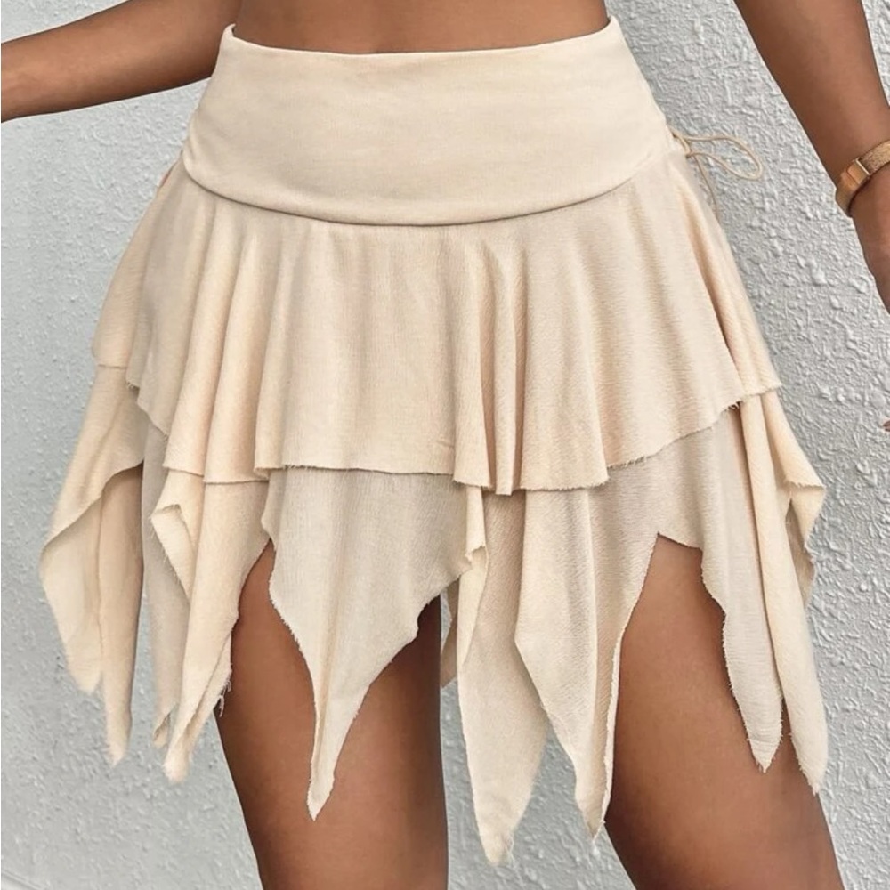 Lace Up Side Hanky Hem Skirt